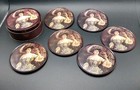 Vintage Victorian Lady Pepsi Cola Cork Coasters Set 6 In Decorative Tin Holder