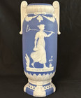 Jasper Ware Victorian Footed Vase With A Maiden