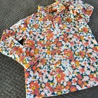 Lands End Floral Fleece Pullover Quarter Zip Sweatshirt S 6-8 Pink Orange