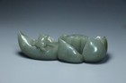 Chinese Antique Old Hetian Jade Hand-carved Lotus Pen Holder Ornament Statues