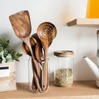 Wooden Kitchen Utensil Set - Natural Cooking Tools For Stirring   Serving