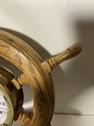 Vtg Nautical Ship s Wheel Porthole Wall Clock-solid Oak   Brass-21  Diameter-