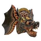 Black Winged Dragon Naga Mask Polychrome Mask Wall Balinese Art Hand Carved