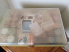 Lg Vintage Wilson Wil-hold Green Plastic Sewing Box With 2 Trays 13 5    Filled