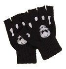 Funky Gothic Stretch Knit Skull Fingerless Gloves Black Silver Novelty Accessory