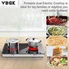 Electric Infrared Cooktop 2 Burner Portable Electric Stove Top 110v Plug-in