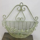 Vintage Green Rustic Coated Iron Wall Planter Basket Victorian Style Garden