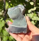 Natural Sugar Rainbow Amethyst Geode   Seafoam Blue Green Druzy Crystal Cluster
