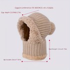 Winter Beanie Windproof Scarf Set 3 In 1 Warm Hat Mittens Knitted Plaid Scarf