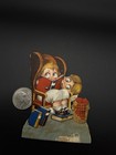 Vintage 1930s Die Cut Cardboard Figure     Children Reading     Rotating Head