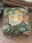 Antique Victorian Celluloid Jewelry Vanity Dresser Box W Flowers   Pink Lining
