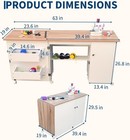 Folding Sewing Table  Large Craft Station With Storage Shelves   Lockable Wheels