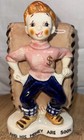 Vintage Japan Ceramic Coin Bank Boy Dollar Sign    fool   His Money    Novelty