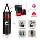56lbs Filled Punching Bag Set Kickboxing Mma Thai Training W hand Wraps Hanger