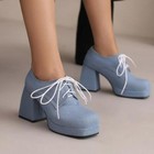 Women s Lace Up Chunky High Heels Shoes Square Toe Office Party Pumps Lady 2026