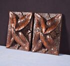 Pair Of 4  French Antique Highly Carved Corbels trim brackets Solid Oak Wood