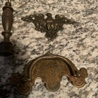 Vintage Brass American Bald Eagle Flag Pole Finial Topper   5 Other Pieces