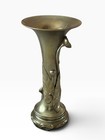 Antique Japanese Bronze Trumpet Vase Art Nouveau Poppy Signed Seal Mark 13 75 In