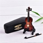 Wooden Musical Instrument Collection Mini Violin With Stand Case Small Tiny