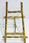 Ornate Brass Folding Plate Picture Display Easel Stand Vintage Bamboo 5 