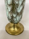 Vintage Delftware Turquoise Mid Century Vase With Brass