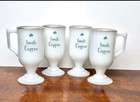 4 Milk Glass W  Gold Trim Shamrock Irish Coffee Footed Pedestal Mugs 5 1 2  