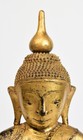 18th Century  Shan  Antique Burmese Wooden Seated Buddha With Gilded Gold