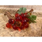 Vintage Lucite Red Amber Grape Cluster On Driftwood Mid Century Modern Decor