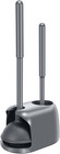 Toilet Plunger And Brush Set Heavy Duty With Holder Bathroom Cleaning Tool Gray