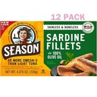 Season Skinless   Boneless Sardines In Olive Oil  12-count  Total 52 5 Oz 