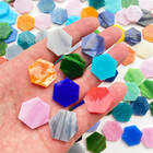 100 Pieces Hexagon Glass Mosaic Tiles For Crafts  Mixed Colors Stained Glass Pre