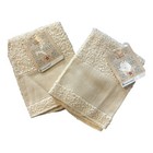 2 Vintage Charles Craft Cross Stitch Embroidery Washcloths Cream New