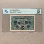 Ww1  1917  Germany 5 Mark Banknote Wwi German Currency Top Quality Grading Tqg