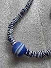 Vintage African Trade Beads Necklace   Bracelet Blue Glass