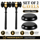 2pcs Wood Judge Gavel Sound Block Court Hammer Auction Meeting Ceremony Gift Set