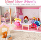 Wooden Dollhouse For Girls  Modern Doll House With 31pcs Furniture   Accessories
