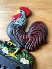 Vintage Country Rooster Door Knocking Cast Iron 7 5  Hand Painted Farmhouse
