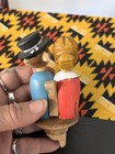 Vintage Hand Carved Wood Animated Kissing Couple Bottle Stopper Cork Mechanical