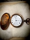 Elgin Gold Full Hunter Mechanical Pocket Watch White Roman Dial Seconds