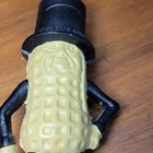 Vintage Mr  Peanut Cast Iron Piggy Bank  Metal Patina Coin Bank 7 5 Inch