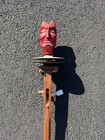 Hand Made Vintage One Man Band Devil Stick Jingling Jonny W  Carved Devil Head