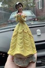 Vintage Beauty And The Beast Porcelain Glitter Belle With Rose Figurine 7 5   