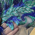 Blue Applique Embroidered Flowers And Beaded With Sequins For Dance Costume