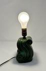Vintage Mid Century Art Deco Style Table Lamp Retro Dark Green Ceramic - Works