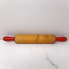 Vintage Wooden Rolling Pin With Red Handles