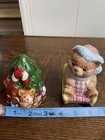 Vintage Teddy Bear Salt   Pepper Shakers Christmas Tree
