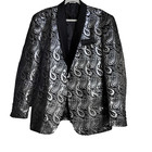 Men s Tuxedo Suit Jacket Blazer Dress Coat With Satin Lapel Black silver Men Xl