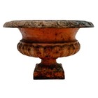 Pair Of Antique French Style Cast Iron Campana Urn Planters 10  w    6 5  h