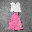 Vtg Winnie The Pooh Pink Shortalls Bib Overalls Disney W  Shirt Girls 2t