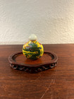 Chinese Antique Glass Snuff Bottle With Enamel Decoration Of Dragon Motif